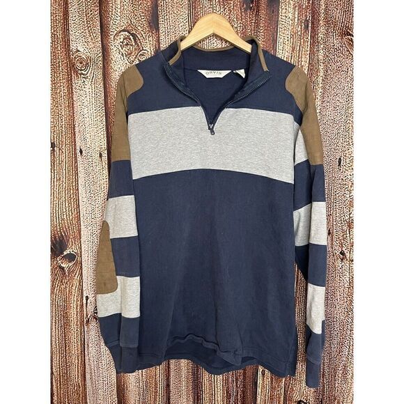 Orvis Mens Blue 1/4 Zip Pullover Sweatshirt Size Large Tall - Picture 1 of 3